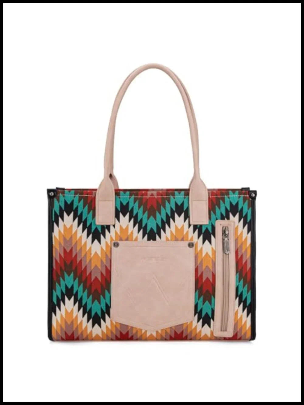 Western Structured Tote Bag with Laptop Compartment and Metal Rivets